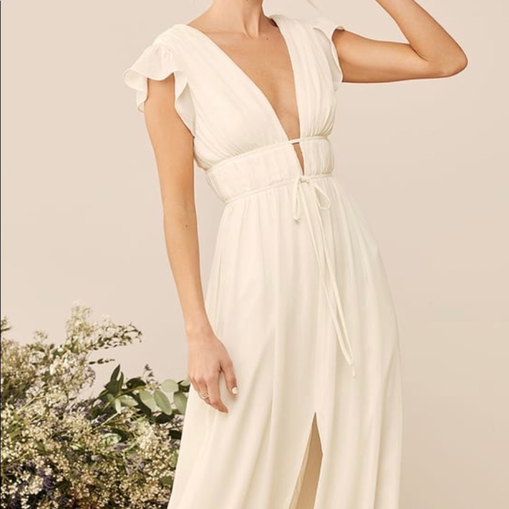 I 'm All Yours Cream Ruffled Maxi Dress
